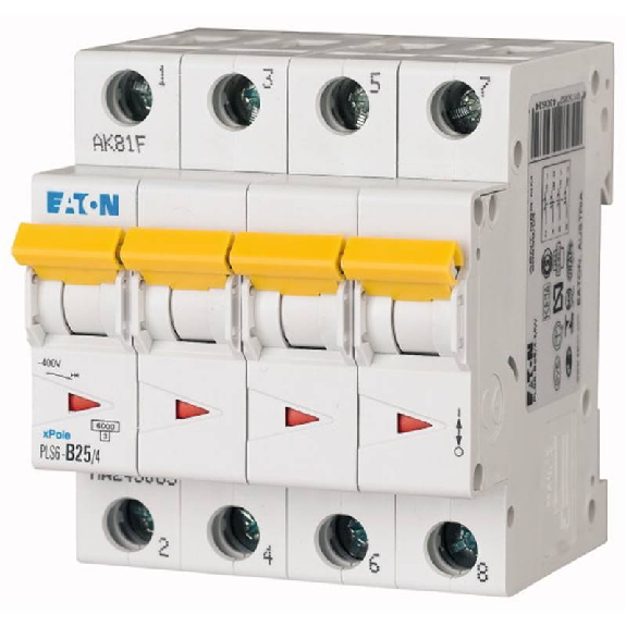 Disjoncteur modulaire PLS, 25A, 6kA,4p, courbe C-Leggi tutto