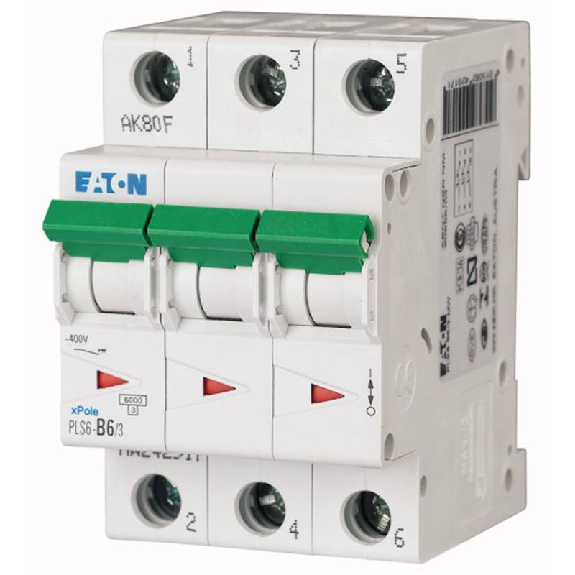 Disjoncteur modulaire PLS, 6A, 6KA, 3p, courbe C-Lire la description