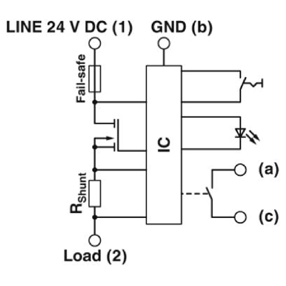 Disjoncteur électronique 1 pôle - 1 NO - 24VDC -2 A-Lire la description