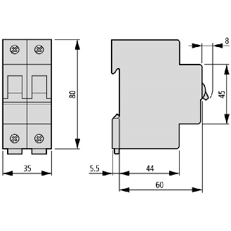 Disjoncteur modulaire, FAZ, 6 A, 2p, courbe D, AC, 15 kA-Lire la description