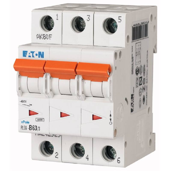 Disjoncteur modulaire PLS, 63A, 6kA, 3p, courbe D Disjoncteur modulaire PLS, 63A, 6kA, 3p, courbe D-Lire la description