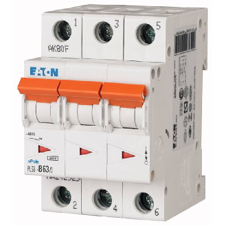 Disjoncteur modulaire PLS, 63A, 6kA, 3p, courbe D-Lire la description