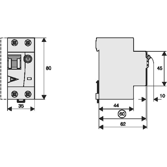 Disjoncteur différentiel, 16 A, 30 mA, caractéristique disjoncteur modulaire (MCB) : B, 1p+N, caractéristique bloc différentiel (RCD) : A Disjoncteur différentiel, 16 A, 30 mA, caractéristique disjoncteur modulaire (MCB) : B, 1p+N, caractéristique bloc différentiel (RCD) : A-Lire la description