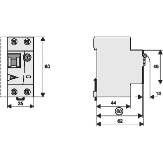 Disjoncteur différentiel, 16 A, 30 mA, caractéristique disjoncteur modulaire (MCB) : B, 1p+N, caractéristique bloc différentiel (RCD) : A-Lire la description