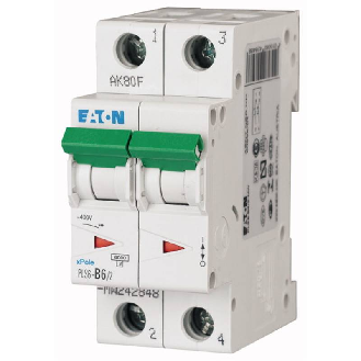 Disjoncteur modulaire PLS, 6A, 10KA, 2p, courbe D-Lire la description