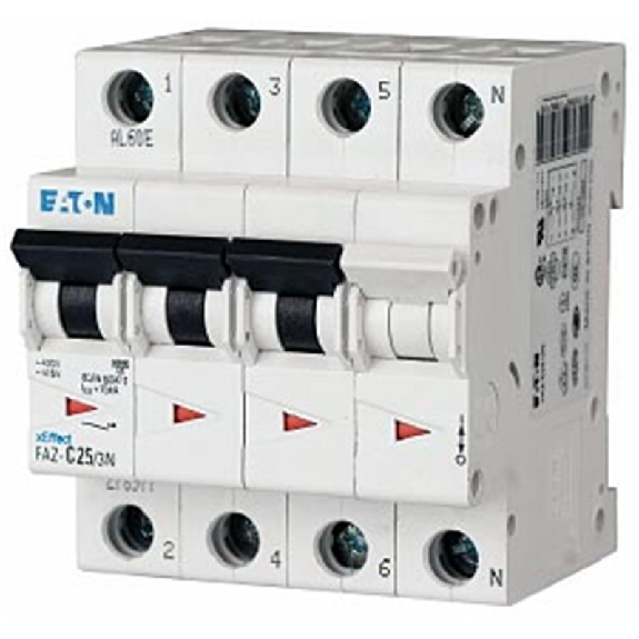 Disjoncteur modulaire, FAZ, 6 A, 3p+N, courbe C, 15 kA Disjoncteur modulaire, FAZ, 6 A, 3p+N, courbe C, 15 kA-Lire la description