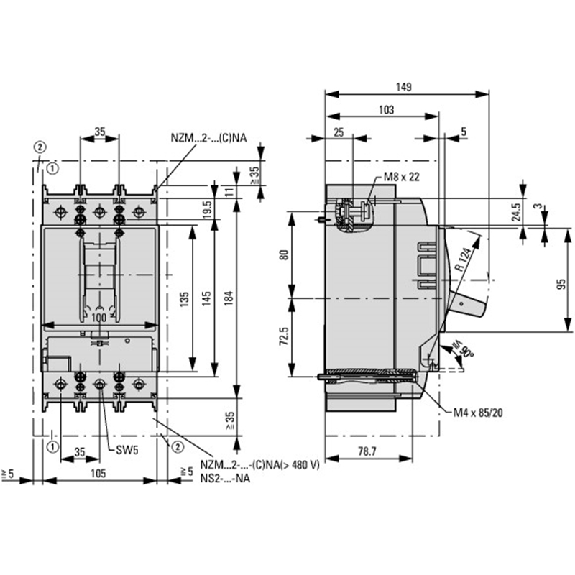 Disjoncteur NZM2 3P - decl elec - 160A-Lire la description