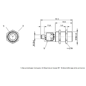 Ultrason Multi mode M30 PNP(x2) NO/NF P=200-2000mm Axial / M12 5P-Lire la description