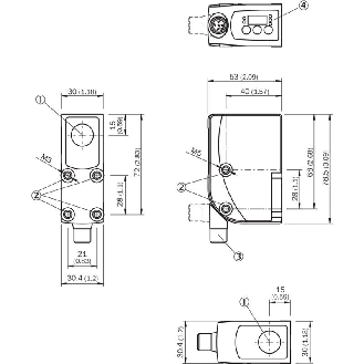 Détecteur de contraste PNP/NPN P=13mm ±5mm Led RVB LO/DO / M12 4P-Lire la description