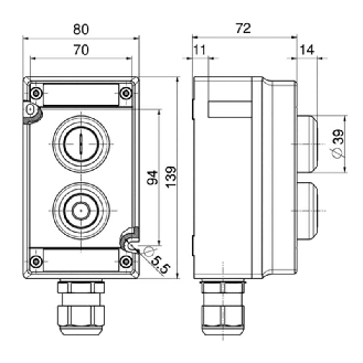 Boite à boutons ATEX Ex BF 80 2 DT/DT 1NF/1NO-Lire la description