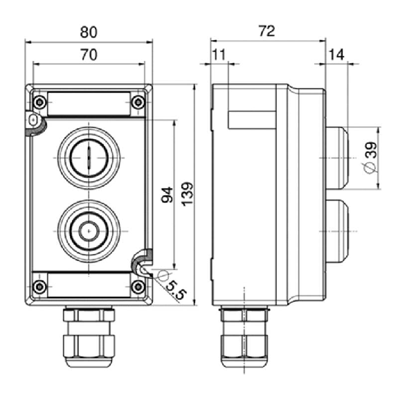 Boite à boutons ATEX Ex BF 80 2 DT/DT 1NF/1NO-Lire la description