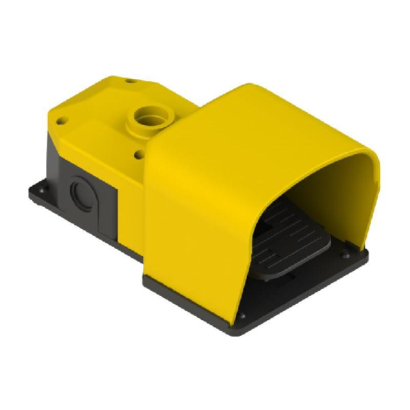 Pédale de cde simple jaune avec protection 1NO+1NF rupt. brusque Pédale de cde simple jaune avec protection 1NO+1NF rupt. brusque-Lire la description