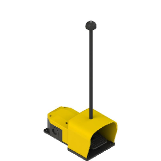 Pédale de cde simple jaune avec protection 1NO+2NF(x2) décalés-Lire la description