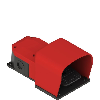 Pédale de cde simple rouge avec protection 1NO+2NF(x2) rupt. brusque