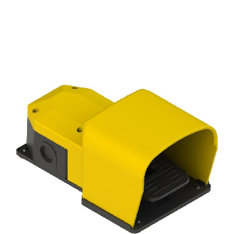 Pédale de cde simple jaune avec protection 1NO+2NF(x2) décalés-Lire la description