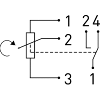Pédale de cde simple, métal, potentiometre 1KOhm, micro-contact inv.