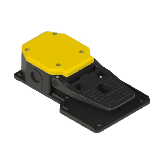 Interrupteur à pédale simple sans protection, jaune, 1NO+1NF rupture lente, IP53, 1xPG 13,5 - PA 10300-Lire la description