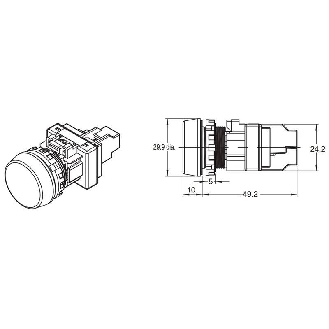 Voyant Ø22mm plat marqué rouge led rouge 24Vac/dc bornes à vis-Lire la description