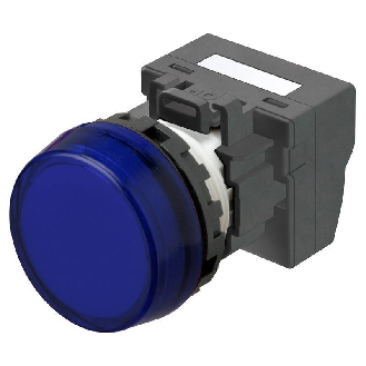 Voyant Ø22mm plat marqué bleu led bleue 24Vac/dc push-in-Lire la description