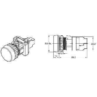 Voyant Ø22mm plat marqué blanc led blanche 24Vac/dc bornes à vis-Lire la description