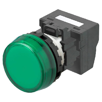 Voyant Ø22mm plat marqué vert led verte 24Vac/dc push-in-Lire la description