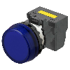 Voyant Ø22mm plat marqué bleu led bleue 230Vac push-in
