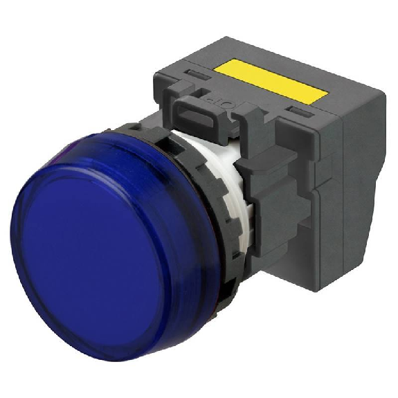 Voyant Ø22mm plat marqué bleu led bleue 230Vac push-in-Lire la description