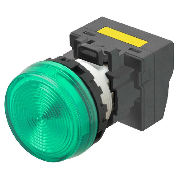 Voyant Ø22mm plat vert led verte 230Vac push-in-Lire la description