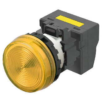 Voyant Ø22mm plat jaune led jaune 230Vac push-in-Lire la description