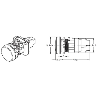 Voyant Ø22mm plat rouge led rouge 24Vac/dc bornes à vis-Lire la description