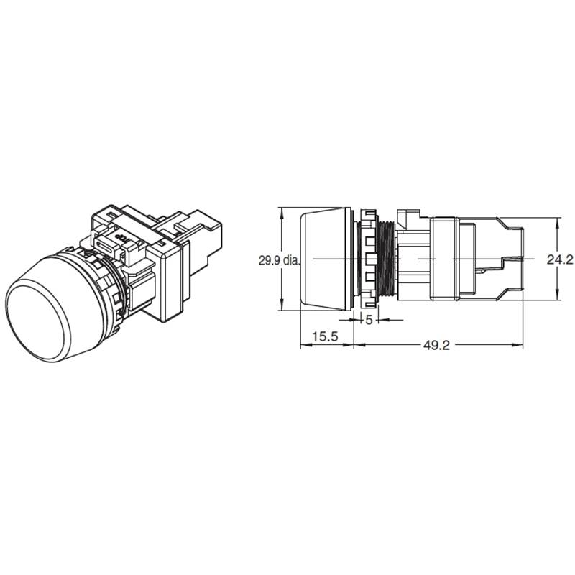 Voyant Ø22mm en saillie bleu led bleue 230Vac bornes à vis-Lire la description