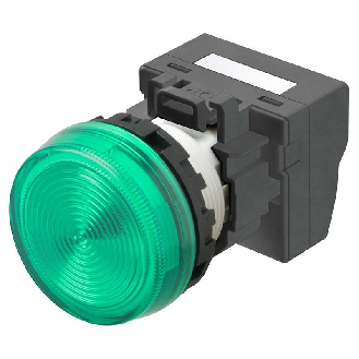Voyant Ø22mm plat vert led verte 24Vac/dc push-in-Lire la description