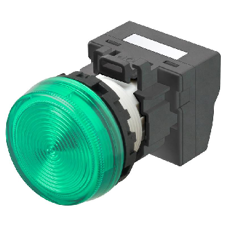 Voyant Ø22mm plat vert led verte 12Vac/dc push-in-Lire la description