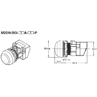 Voyant Ø22mm semi-sphérique bleu led bleue 24Vac/dc push-in-Lire la description
