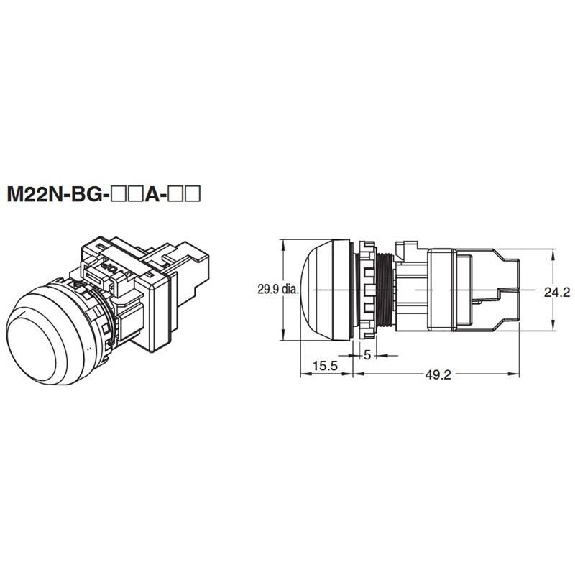 Voyant Ø22mm semi-sphérique bleu led bleue 230Vac bornes à vis-Lire la description