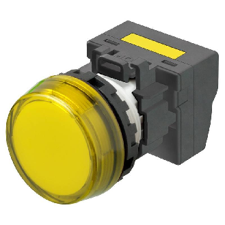Voyant Ø22mm plat marqué jaune led jaune 230Vac push-in-Lire la description