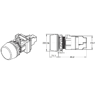Voyant Ø22mm en saillie vert led verte 24Vac/dc bornes à vis-Lire la description