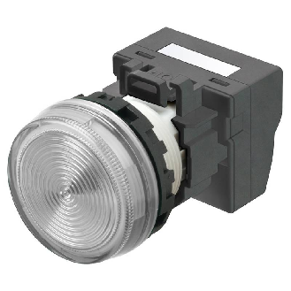 Voyant Ø22mm plat blanc led blanche 24Vac/dc push-in-Lire la description