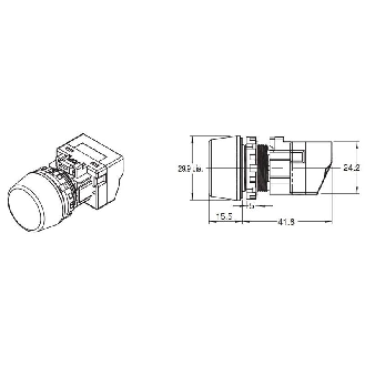 Voyant Ø22mm en saillie jaune led jaune 24Vac/dc push-in-Lire la description
