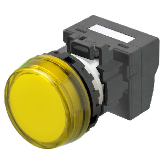 Voyant Ø22mm plat marqué jaune led jaune 24Vac/dc push-in-Lire la description