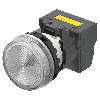 Voyant Ø22mm plat blanc led blanche 230Vac push-in