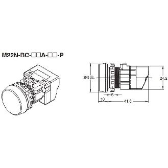 Voyant Ø22mm plat marqué blanc led blanche 24Vac/dc push-in-Lire la description