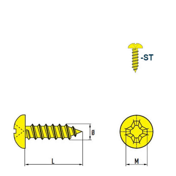 DIN 7981 - ISO 7049 Vis à Tôle-Tête Cylindrique Bombée acier zingué C 4,2x13 mm - 1000 pièces-Lire la description