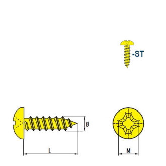 DIN 7981 - ISO 7049 Vis à Tôle-Tête Cylindrique Bombée acier zingué C 4,2x9,5 mm - 1000 pièces-Lire la description