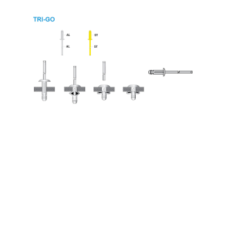 Rivets triples TRI-GO  AL/AL - Tête plate - 4,0x21,0 mm 500 Pièces-Lire la description