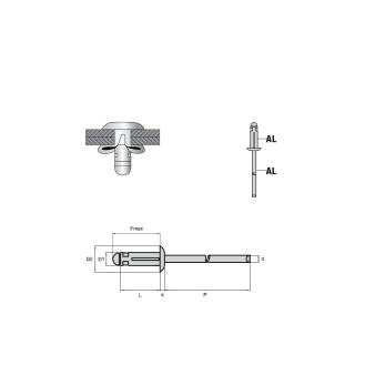 PreÃŸlaschen-Blindniete TRI-GO  AL/AL - Flachkopf - 4,0x13,6 mm - 500 Stück-Beschreibung lesen