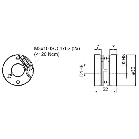 Accouplement flexible D1=8 / D2=10-Lire la description