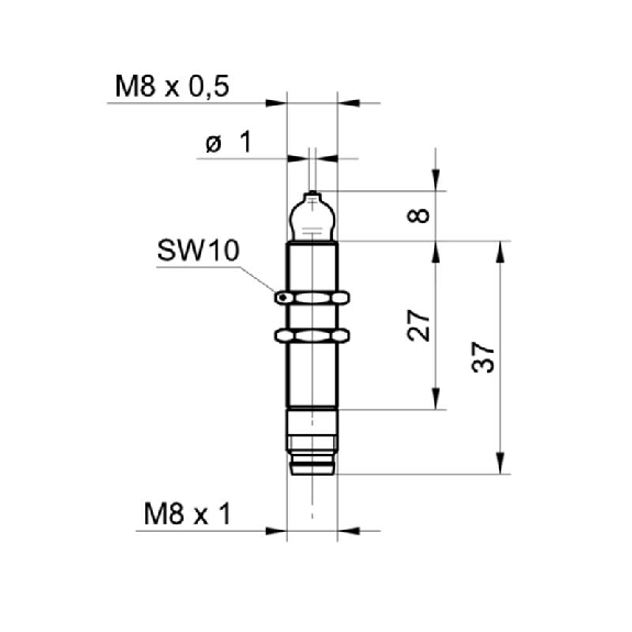 Commutateur de précision M8x37(27)mm PNP NO FP=75g M08 3P-Lire la description