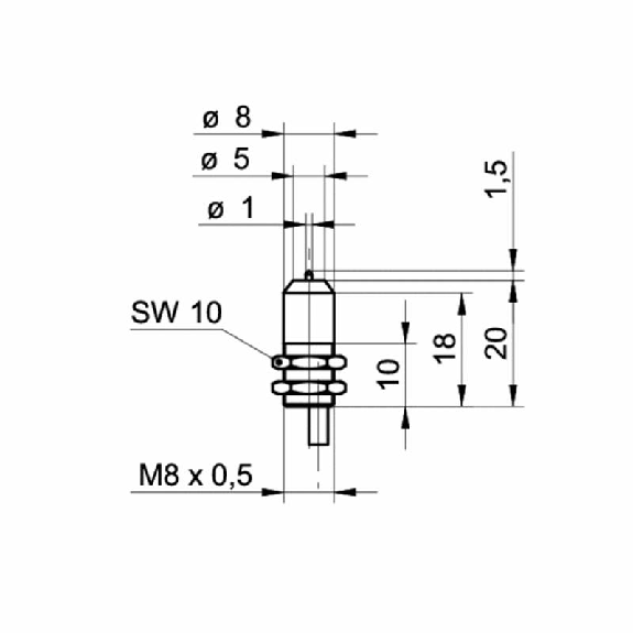 Commutateur de précision M8x20mm NF FP=100g Câble 0,8m Commutateur de précision M8x20mm NF FP=100g Câble 0,8m-Lire la description