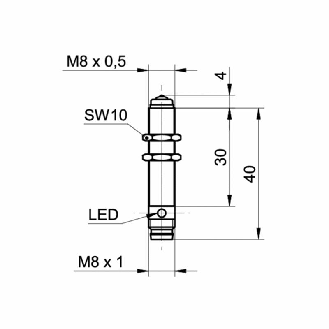Commutateur de précision M8x30mm PNP NO FP=75g 24Vdc M08 3P-Lire la description